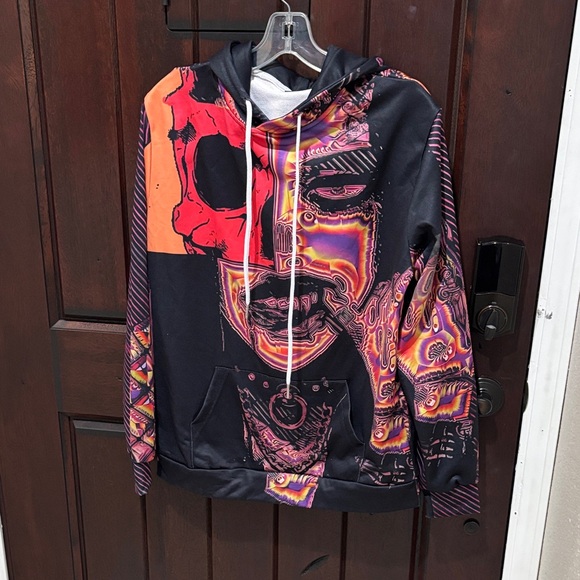 Source Unknown Jackets & Blazers - Graphic Hoodie with Abstract Face Design S